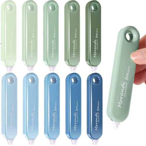 10 PCS Rubans Correcteurs,BetterJonny 6mx5mm Souris Correcteur Blanc avec Capuchon Protecteur Correcteur Souris Rouleaux de Correction Roller Correcteur pour Papeterie Fourniture Scolaire (Vert+Bleu)