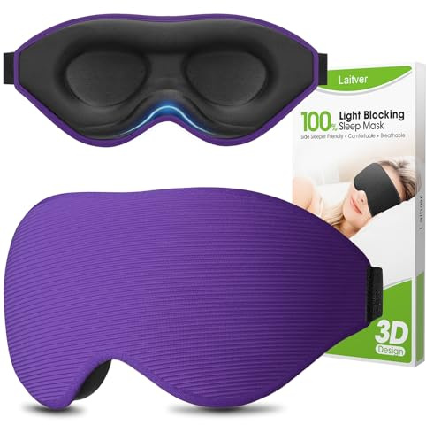 Laitver Mascherina per Dormire 3D per Uomini e Donne, Innovativa Mascherina Maschera Occhi per Dormire per Dorme sul Fianco, Bloccare la Luce, Super Morbido, Traspirante per Sonno, Pisolino, Viaggi