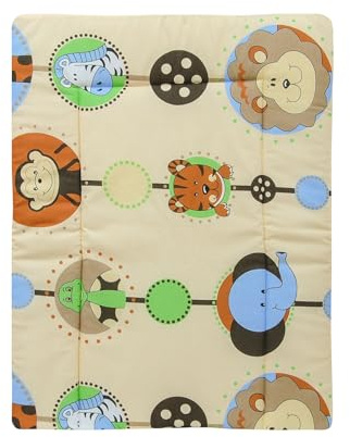 Baby Delux Wickelauflage Wickelunterlage 60x75 cm 75x70 cm weiche Wickeltischauflage Baumwolle wasserdicht waschbar (Zoo beige, 60x75)