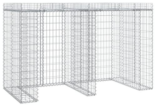 Eleganz Gabionen-Mülltonnenbox 192x91x120 cm aus verzinktem Eisen - Langlebig & Witterungsbeständig - Ideal für Garten & Hof - Praktische Abfallbehälter-Lösung