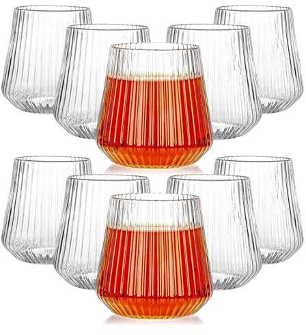 MIVIDE Wassergläser Trinkgläser Saftgläser 400ml/14oz, PET-Kunststoff Weingläser 10er Set, BPA-frei Plastik Weingläser Ohne Stiel für Camping, Party, Hochzeit, Nicht spülmaschinenfest