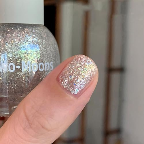 Glitter Nail Polish - Silver Glitter Nail Varnish Quick Dry - Long Lasting Sparkle Breathable Nail Polish - High Glossy Water Based Shimmer Nail Varnish - No Need Baking for DIY Nail Art