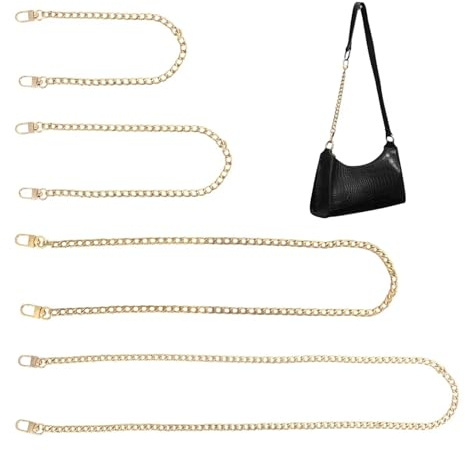 4 Stück Taschenkette Gold 40/60/100/120 cm Metall Taschenhenkel Ketten Goldkette Henkel für Taschen Kette, Trageriemen Handtaschenkette Ersatzkette mit Drehverschlüssen für Umhängetasche DIY Taschen