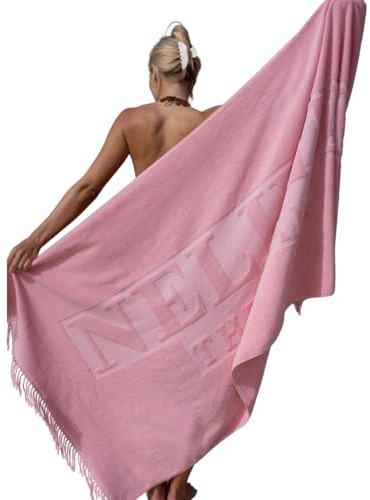 Nelipies The Brand Strandhandtuch XXL, 100 x 200 cm, Baumwolle (Rosa) Handtuch Beach