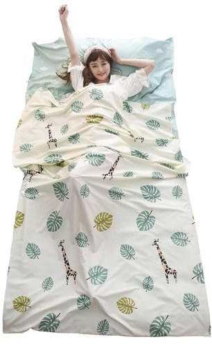 Azarxis 1 2 personer bekväm lätt bomull sovsäck lakan för resor camping vandring vandrarhem hotell tåg (vit, S - 80 x 230 cm)