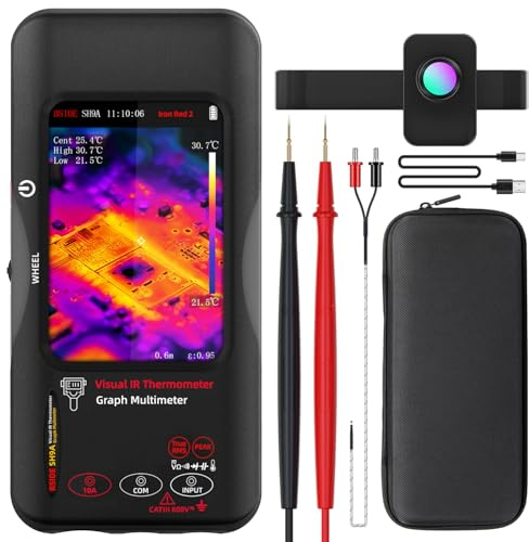 BSIDE SH9A Multimètre Caméra thermique Dual Light Fusion Imageur Thermique 428X320 Résolution IR avec Objectif Macro, Multimètre Numérique & Graphique 20000 Comptes TRMS 1000V 10A à Écran Tactile