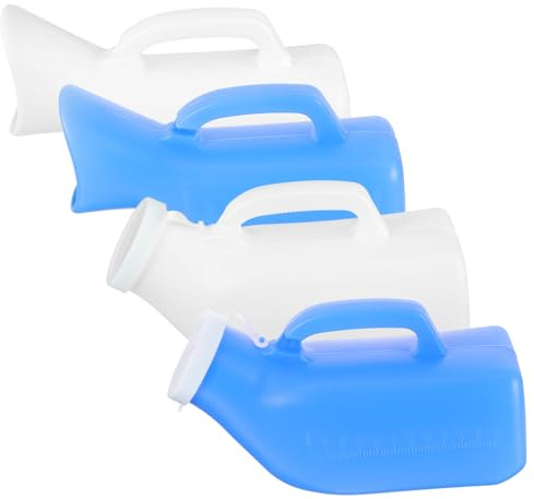 SKISUNO Tragbare Urinflasche 1200 Ml Fassungsvermögen 4 Stück-pack aus Kunststoff Leicht und Deckel für Erwachsene Geeignet für Haushalt und Unterwegs