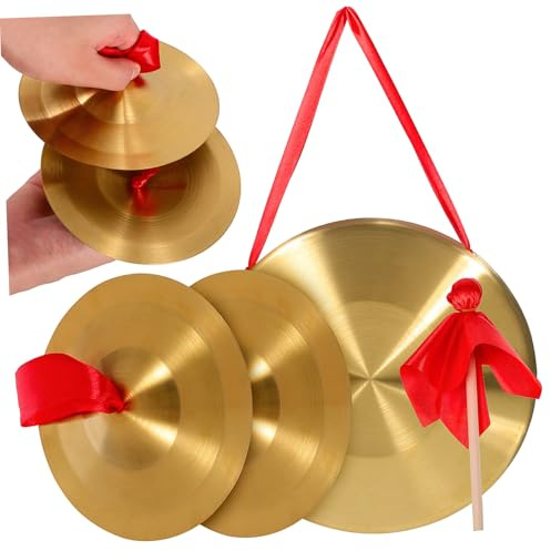 DECORNIJIA Gong y Platillos de Cobre con Instrumento de Percusión Portátil Medio para Meditación y Presentaciones Duradero Sonido Claro