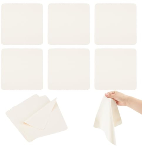 CALFOVERA 10PCS 20 x 20cm Microfiber Fuax Suede Cloth Detailing Ceramic Coating Application Suede Soft Beige Leather Pottery Clay Ceramics Repair Cloth for Glass Screen Mirrors Cleaning