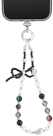 Blue Star Pearl Phone Bracelet, Elegant Crystal Bead Phone Wrist Strap with Secure Metal Clip & Bow | Anti-Drop Lanyard for Cell Phones, Compatible with All iPhone Samsung Galaxy Models | Gift for