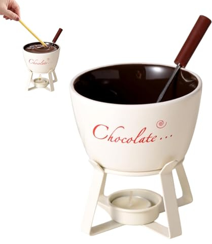 Taza de fondue - Gadget de cocina de cerámica, mini juego de fondue para fundir chocolate, herramienta de postre versátil, accesorio de mesa elegante | Ideal para Navidad, fiesta de cumpleaños, ca