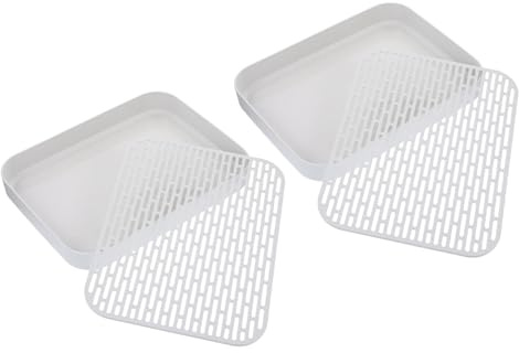 JOINPAYA Lot de 2 Bacs à Litière Profonds pour Lapins et Petits Animaux Bac D’Angle en Plastique Robuste pour Cobayes Hérissons et Hamsters Anti-Débordement Facile à Nettoyer Apprentissage
