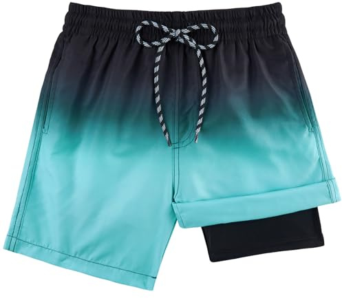 Kids4ever Boys Swim Trunks Quick Dry Swimming Shorts Compression Liner Anti Chafe Boxer Brief Swimwear Beach Board Surfing Shorts 7-18 Years