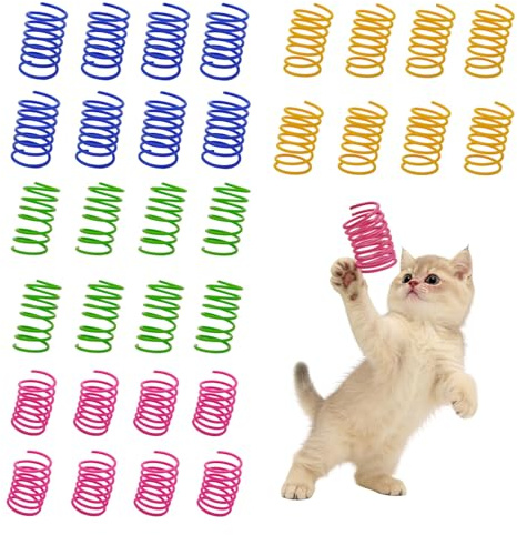 TaimeiMao 32 Stück Cat Spring Spielzeug,Kunststoff Spiralfedern | Spirale Katzen Spielzeug,Neuheit Haustiere Bunte Spiralfedern,Spring Spirale für Katze