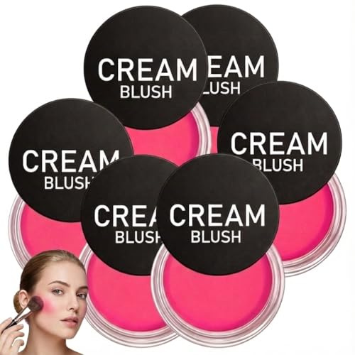 Lot de 6 fards à joues crème polyvalents, pour le maquillage et le contour des pores, imperméables et résistants aux taches, pour joues longues, idéales pour un usage quotidien et les fêtes