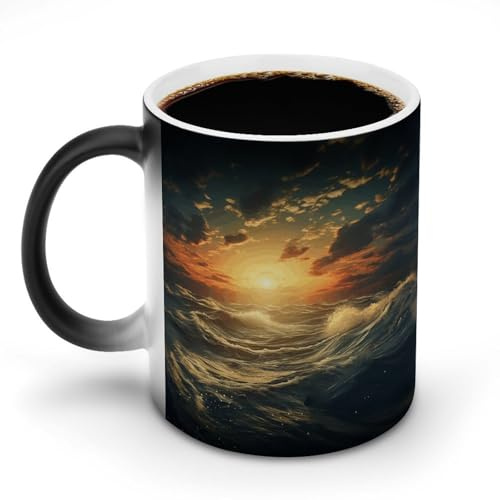 asbwuo Ocean After Storm Mug Heat Sensitive Color Changing Cup Large Ceramic Coffee Mug Personalized Mugs Funny Tea Cup Novelty Magic Mugs Luxurious Cups Cute for Gift 12OZ