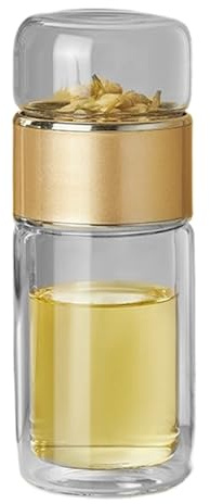 Botella De Té Con Infusor,Infusor De Té De Vidrio - Botella infusora de té con aislamiento de doble capa - de té con de suelto para suelto, de flores, viaje en casa