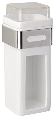 WENKO Wattepad- und Ohrstäbchenhalter Premium Plus - Wattepadspender, Wattestäbchenhalter, Edelstahl rostfrei, 7.5 x 18.5 x 9 cm, Glänzend