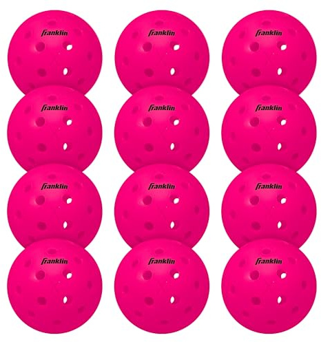 Franklin Sports Lot de 12 balles de Pickleball d'extérieur X-40 approuvées par Les États-Unis (USAPA) - Rose