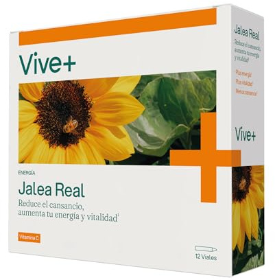 Vive+ Jalea Real – 12 Viales – Suplemento Energético Natural con Vitamina C – Refuerza el Sistema Inmunológico y Reduce el Cansancio – Fórmula Concentrada para Vitalidad y Bienestar