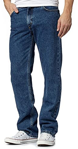 Mens Original 100% Cotton Jeans Plain Straight Leg Heavy Duty Denim Wash Boys Jean Classic Designer Stretch Fit Casual Work Wear Zip Fly Belt Loop Pants Pocket Trosuers Sizes 30-50(Dark Blue, 38/33)