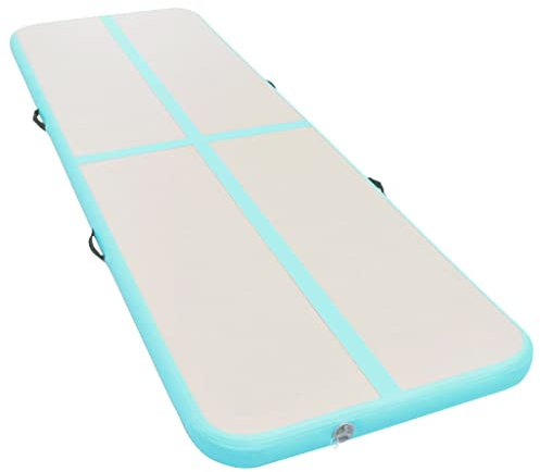 vidaXL Gymnastikmatte mit Luftpumpe Turnmatte Tumbling Matte Tranningsmatte Fitnessmatte Zuhause Outdoor Yoga 6 m PVC Grün Aufblasbar Tragbar