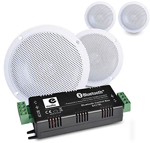 E-Audio B300A Kitchen and Bathroom Ceiling Speakers Wireless Bluetooth Amplifier Home Audio (Set of Four)