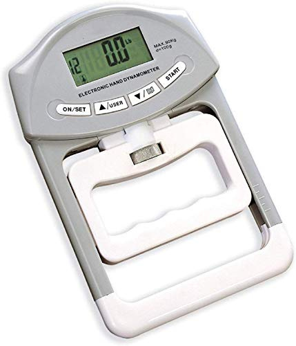 KEEDA Dinamometro digitale a mano, max. 90kg / 198lb Misuratore elettronico della forza di presa, presa mano (Grigio)