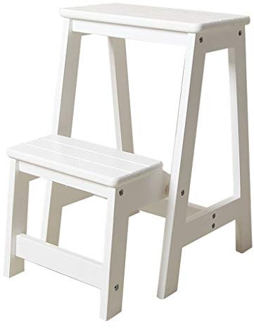 ZHZ-DT Tabourets Echelle à 2 marches Bois Escabeau for Adultes Enfants Marchepied Pliant Marche-Pieds Pliable Petit échelle Multifonctionnel Désign Sécurité Antidérapant, Blanc