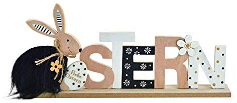 38x17cm Ostern Schriftzug schwarz Weiss Holz Aufsteller Punkte Frühling Osterdeko Osterschmuck Schriftzug Tischdeko Hasen Holzhasen n388wkg Spruch