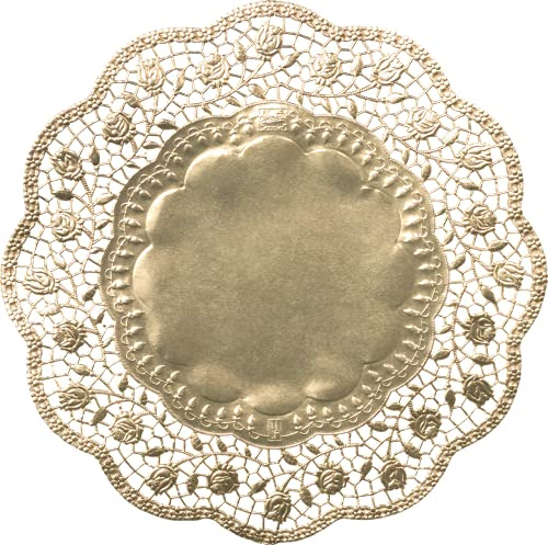 Demmler Tortendekoration/Tortenunterlage/Tortenspitzen - Rund ø 30cm - Farbe: Gold - ästhetische Unterlage für Torten und Kuchen - 100 Stück - Made in Germany