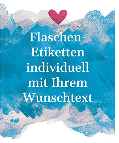 8 Flaschenetiketten selbstklebend mit Text personalisiert - Etikett Herz Modern - Flaschen Aufkleber für Wein oder Sekt
