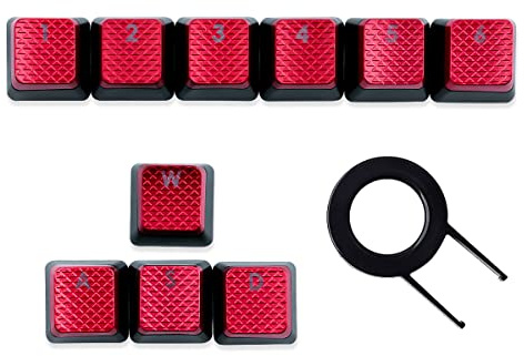 HUYUN Cherry MX Key Switch FPS & MOBA Gaming Keycaps Backlit Key Caps Replacement for Corsair Gaming Keyboards (10 Keys Red)