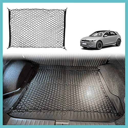 BestEvMod for Ioniq5 Cargo Mesh Net Accessories,Stretchable Trunk Organizer Cargo Net Elastic Mesh with Hooks Compatible with Hyundai Ioniq 5 2022-2025 Accessories
