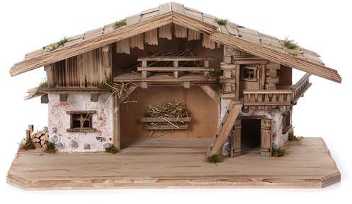 Woidwerk Manufaktur Weihnachtskrippe Krippe Krippenstall (W30) Weihnachten Weihnachtskrippen Krippenfiguren Tischkrippe