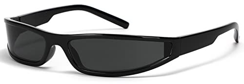 SHEEN KELLY Lunettes de soleil Enveloppantes Hommes Femmes Mode Vintage Lunettes Gangster Style Carré étroit Cadre Futuriste