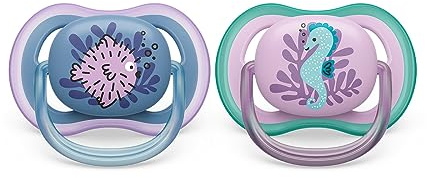 Philips Avent Schnuller Ultra Air - 2x leichter, atmungsaktiver Schnuller für 6-18 Monate ohne Bisphenol A, inkl. Sterilisatoretui (Modell SCF085/61)