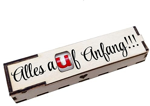 Duplo Geschenkbox mit Gravur inkl. Schokoriegel Holzbox mit Spruch Geschenkidee Schokolade Mitbringsel - Alles auf Anfang