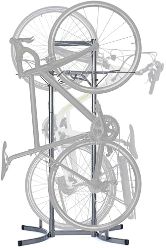 Delta Cycle Robuster Ständer für 2 Fahrräder, freistehend, vertikal, hält bis zu 68 kg, werkzeuglos, verstellbarer Fahrradständer für E-Bikes, MTB, Fat Tire und Rennräder