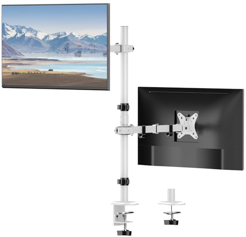 Monitor Halterung 2 Monitore Vertikale (80cm Stange) Stange höhenverstellbar für 17-32 Zoll Bildschirme VESA 75/100 8 kg Tragfähigkeit