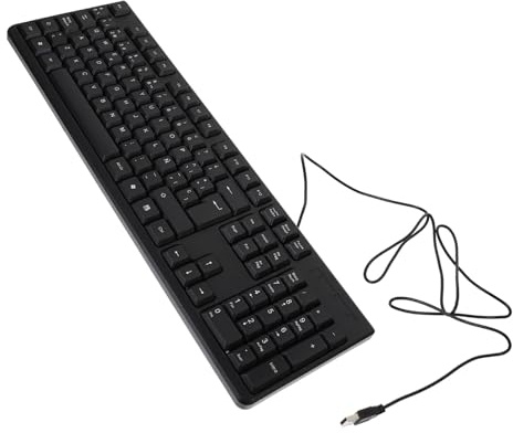 Homoyoyo Clavier USB Filaire ABS 104 Touches Pavé Numérique pour Bureau | Format Pleine Taille, Frappe Stable sans Latence, Confort Maximal, Adapté au Travail Quotidien à Domicile Bureau