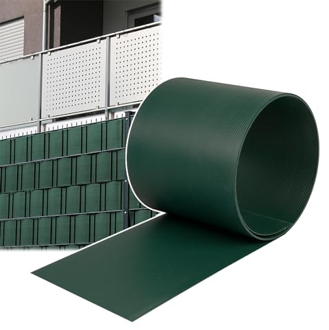 NAIZY 10 strisce di protezione per la privacy in PVC, 2,5 m x 19 cm, opache, a doppia asta, frangivista, colore: verde