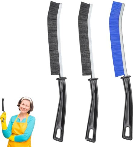 Cepillo de Limpieza para hendiduras con cerdas duras, 3 Unidades Cepillo Limpiador de lechada Multifuncional, Juego de cepillos para Limpieza de Huecos para Uso doméstico, riel de Ventana