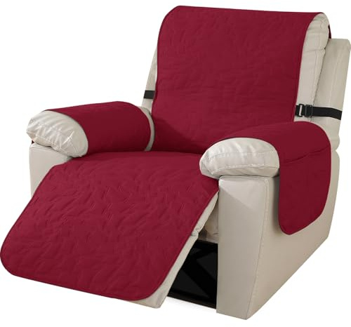 Ystyle Sesselschoner Für Relaxsessel, Sesselbezug Mit Armlehne, Sesselschoner Für Fernsehsessel, Sesselüberzug rutschfest, Sessel Überzug Waschbar, Sessel Bezug (GroßEr 1 Sitzer, Weinrot)