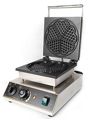 Waffeleisen für Herzwaffeleisen, 1750W Waffelmaschine mit Timer und Temperaturregler, Waffeleisen aus Edelstahl mit Antihaftbeschichtung, Große Kommerzielle Herzwaffeleisen