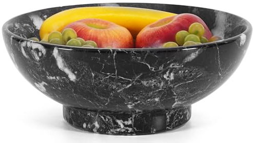Frutero de mármol, hecho a mano, encimera decorativa, para mesa de cocina y decoración del hogar, fuente de servicio de piedra natural para frutas, elegante utensilio de cocina y regalo de