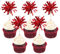 DIELOVEHUA 30 Stück Feuerwerk Cupcake Topper, Happy Birthday Cupcake Topper, Picks Tortenstecker Tortendeko, Rote Glitzer Kuchen Dekoration für Geburtstag, Brautparty, Valentinstag