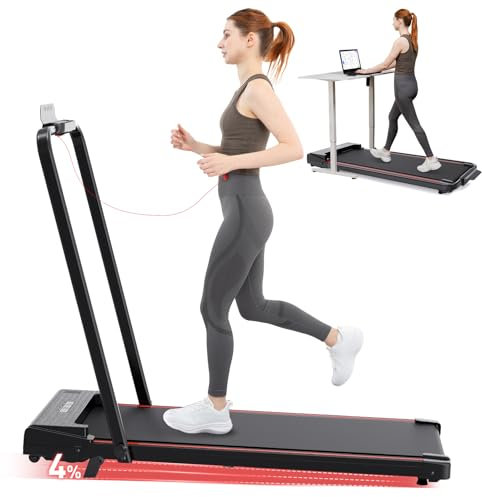 CITYSPORTS Treadmill with Incline,2 in 1 Folding Treadmill for Home and Office,12KM/H Walking Pad Foldable with Remote Control,LED Display (Black)