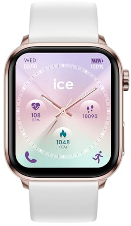 ICE-WATCH - Ice Smart 3.0 Rose Gold White 1.78 AMOLED GPS - Montre connectée rectangulaire Rose-Gold pour Femme avec Bracelet en Silicone - 024302 (1.78 Pouces)