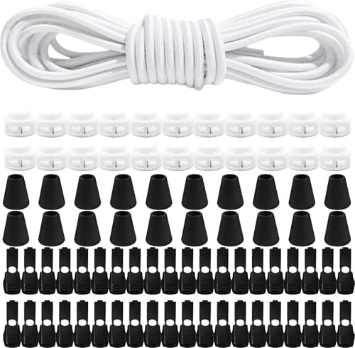 Cuerda de goma elástica de 10 m x 3 mm, cuerda elástica redonda con 40 cordones de cierre de cremallera, cuerda elástica para cordón, mochila, vestido, cordones